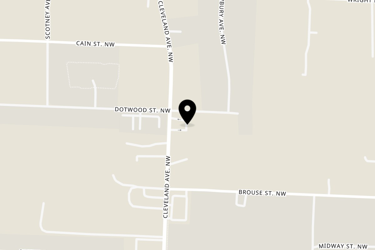 Map showing the location of Bob's Pizza Bob's Pizza Greentown on 10268 Cleveland Avenue Northwest in Uniontown